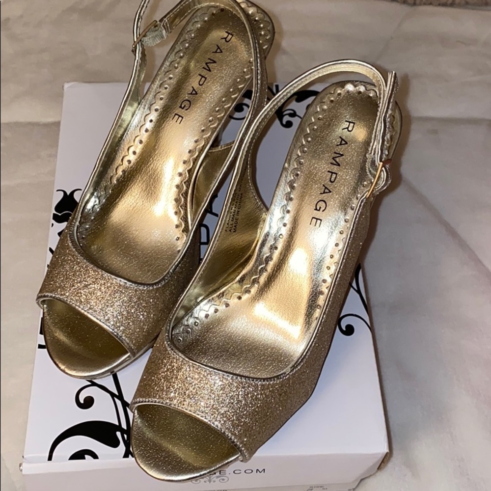 Gold sparkle heels